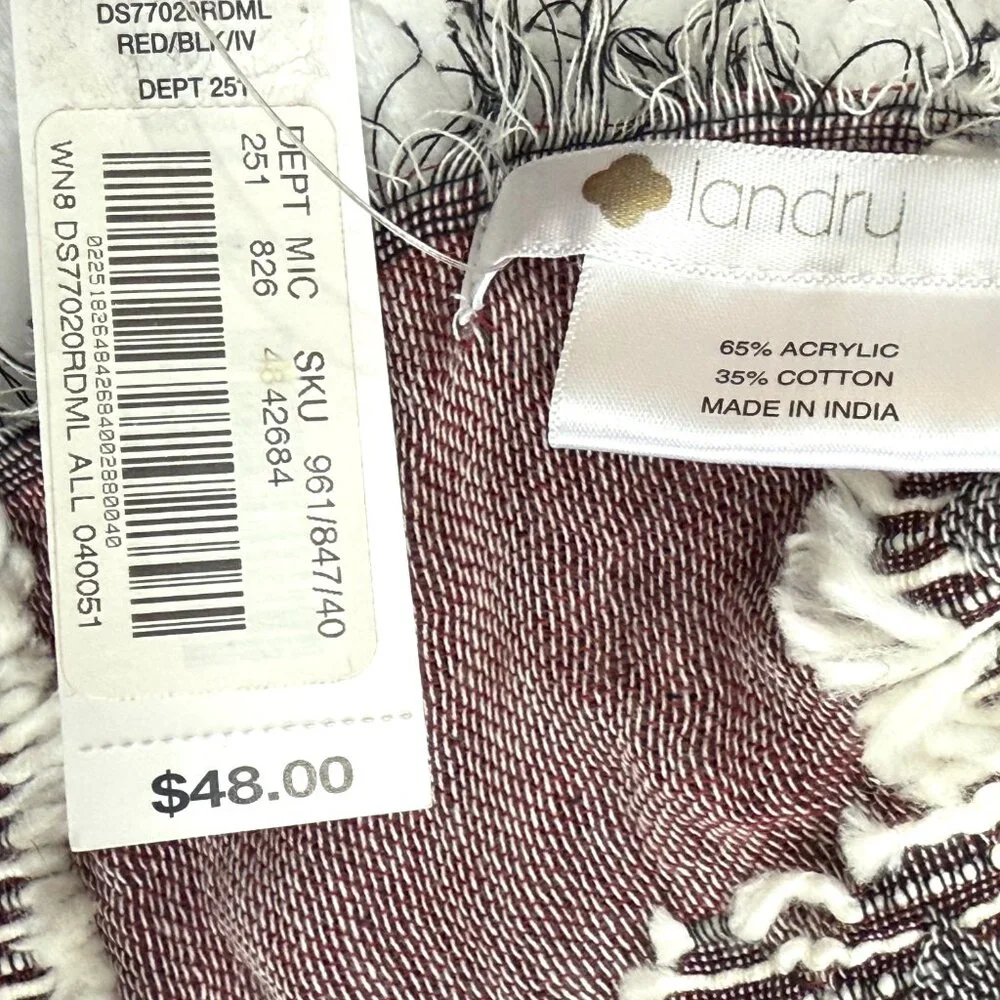 Landry Gauzy Embroidered Triangle Scarf Shawl Womens Multicolor NEW